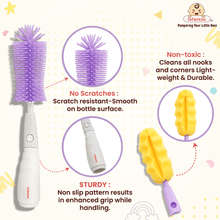 Infantso 4-in-1 Silicone Bottle Cleaning Brush: Deep Clean Baby Bottles, Nipples, and Straws