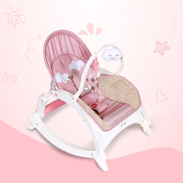 INFANTSO Baby Rocker & Bouncer for 0 to 3 Years, Chair for Newborn with Neck Pillow, Calming Vibrations, Music & Toys, 3-Position Adjustable Backrest Swing with Feeding Tray