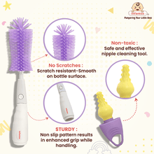 Infantso 3-in-1 Silicone Bottle Cleaning Brush: Deep Clean Baby Bottle, Nipples, and Straws