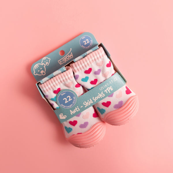 Baby Moo Star House Applique Anti Skid 3D Socks - Pink