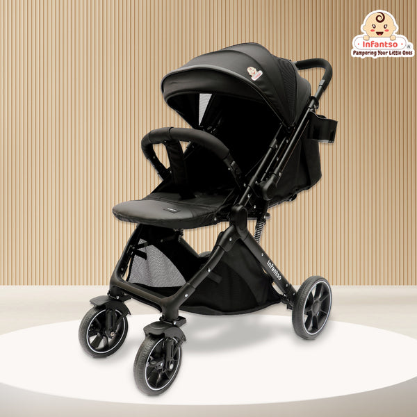 GlideX Travel Stroller: One-Hand Fold, Reclining Seat, Adjustable Canopy, 360° Wheels, 5-Point Harness, 0-3 Years, 15kg