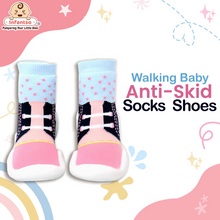 Infantso Candy Lace Anti-Skid Cotton Socks Shoes with Rubber Sole for Walking Babies & Toddlers (6-24 Months)