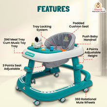 Infantso Space Race Multifunctional Premium Baby Walker: 2-in-1 Foldable Baby Walker with 4-Gear Height Adjustment and Astronaut Toys for Babies 6-24 Months