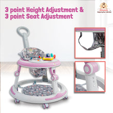 Infantso Sky high 4-in-1 Multifunctional Premium Baby Walker with 3 Level height adjustment and 3 level cushion seat adjustment - Walker, Bouncer, Feeding Table and Parental Push bar, 6 Months to 24 months - 15kgs