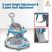 Infantso Sky high 4-in-1 Multifunctional Premium Baby Walker with 3 Level height adjustment and 3 level cushion seat adjustment - Walker, Bouncer, Feeding Table and Parental Push bar, 6 Months to 24 months - 15kgs