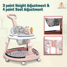 Infantso Runny Bunny Premium 4-in-1 Baby Walker with LED Light, 4-Level Cushion Seat & 3-level Height Adjustments - Walker, Bouncer, Feeding Table and Parental Push bar 6 Months to 24 months - 15kgs