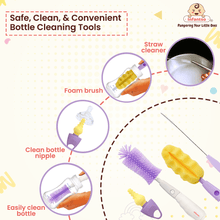 Infantso 4-in-1 Silicone Bottle Cleaning Brush: Deep Clean Baby Bottles, Nipples, and Straws