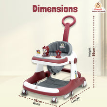 Infantso Teddy Steady 4-in-1 Baby Walker: Walker, Bouncer, Feeding Tray, & Push Toy - Adjustable Height & Speed - 6-24 Months