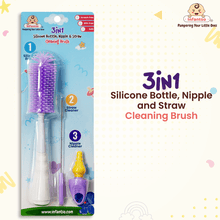 Infantso 3-in-1 Silicone Bottle Cleaning Brush: Deep Clean Baby Bottle, Nipples, and Straws