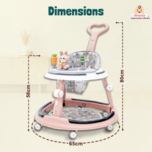 Infantso Runny Bunny Premium 4-in-1 Baby Walker with LED Light, 4-Level Cushion Seat & 3-level Height Adjustments - Walker, Bouncer, Feeding Table and Parental Push bar 6 Months to 24 months - 15kgs