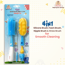 Infantso 4-in-1 Silicone Bottle Cleaning Brush: Deep Clean Baby Bottles, Nipples, and Straws