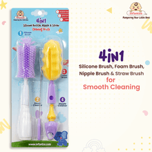 Infantso 4-in-1 Silicone Bottle Cleaning Brush: Deep Clean Baby Bottles, Nipples, and Straws