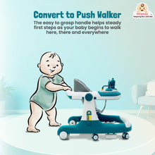 Infantso Teddy Steady 4-in-1 Baby Walker: Walker, Bouncer, Feeding Tray, & Push Toy - Adjustable Height & Speed - 6-24 Months