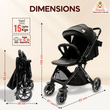 GlideX Travel Stroller: One-Hand Fold, Reclining Seat, Adjustable Canopy, 360° Wheels, 5-Point Harness, 0-3 Years, 15kg