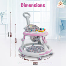 Infantso Sky high 4-in-1 Multifunctional Premium Baby Walker with 3 Level height adjustment and 3 level cushion seat adjustment - Walker, Bouncer, Feeding Table and Parental Push bar, 6 Months to 24 months - 15kgs