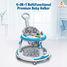 Infantso Sky high 4-in-1 Multifunctional Premium Baby Walker with 3 Level height adjustment and 3 level cushion seat adjustment - Walker, Bouncer, Feeding Table and Parental Push bar, 6 Months to 24 months - 15kgs