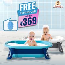 Anti-Slip Foldable Silicone Baby Bathtub with Bath Net and Baby Accessories for Newborns & Toddlers (0+ to 3 years)