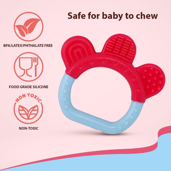 Infantso Non-Toxic Food-Grade Silicone Baby Teether, BPA-Free for Pain-Relief Easy Teething, for 2+ Months Babies Ring Green