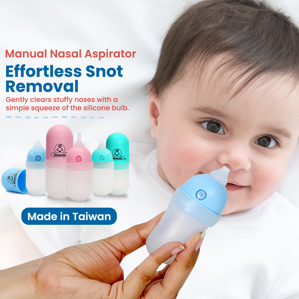 Infantso Manual Reusable Nasal Aspirator (Bulb Snot Sucker), Soft Silicone Nose Cleaner For Infants, Mucus Sucker Nasal Cleaner For Congestion & Cold Relief (Made In Taiwan)