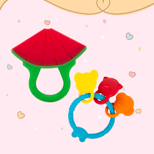 Strawberry and animal-shaped silicone teether set for babies