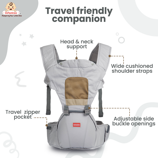 Infantso Adjustable Baby Carrier, Hip Seat Baby Carrier with 4 Carry Positions for 03 to 24 Months